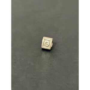 Retired Pandora 925 Sterling Silver "Alpha" Letter G Block Charm